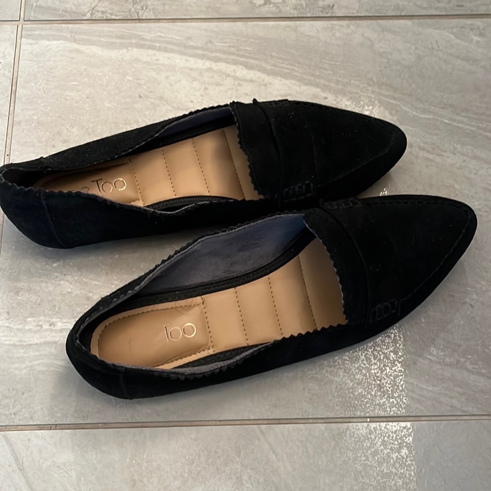 Black suede pointed flats size 7.5 - 8